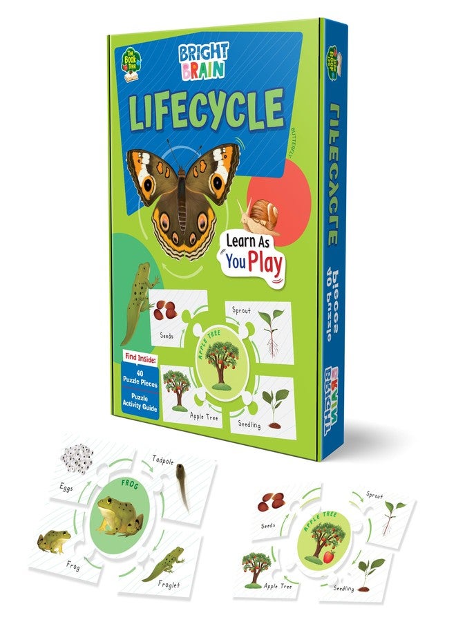 The Book Tree Bright Brain Lifecycle Puzzle - Explore & Understand Lifecycles with 40 Puzzle Pieces - Perfect for Kids Age 3+ - Gift Box by Majestic Book Club - Image 1